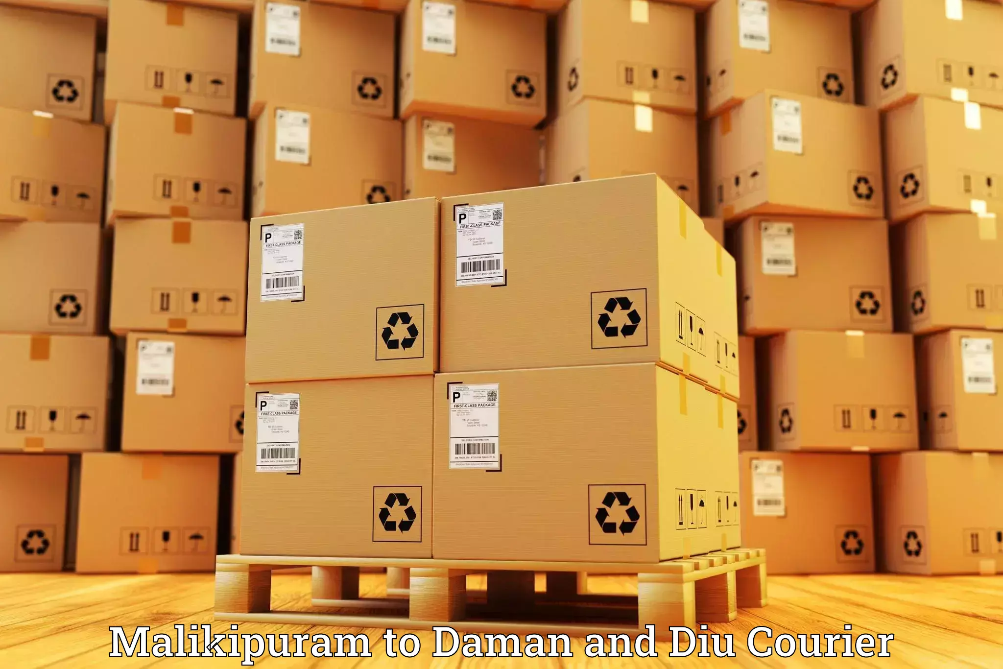 State-of-the-art courier technology in Malikipuram to Daman and Diu