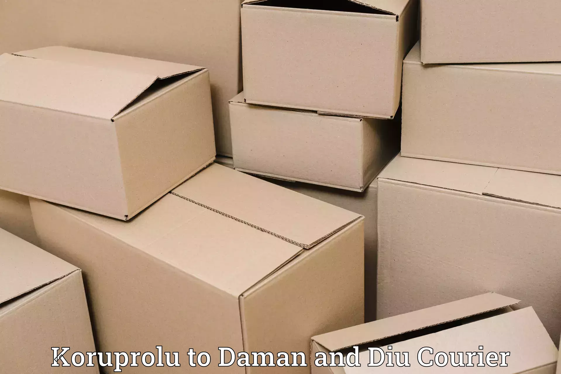 Affordable parcel rates Koruprolu to Daman and Diu