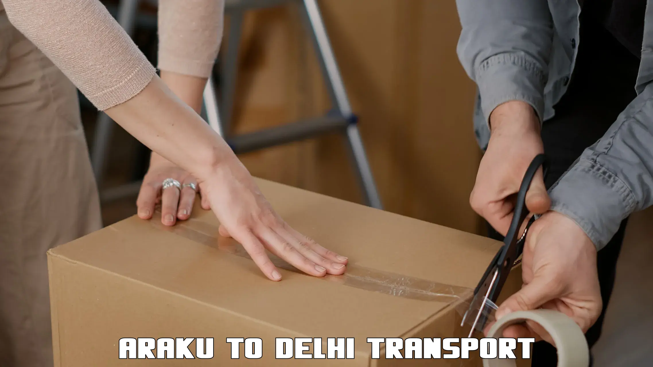 Door to door transport services Araku to East Delhi